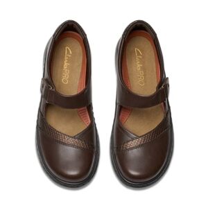 NWOT Clarks Chocolate Brown "Pro Pace" Leather Mary Jane's (Size US 11)